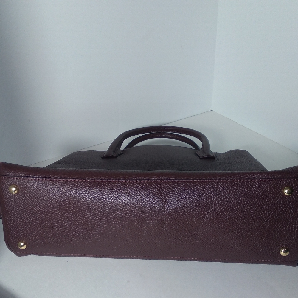 IACUCCI Made In Italy Burgundy Pebbled Leather Satchel Bag - Picture 12 of 13